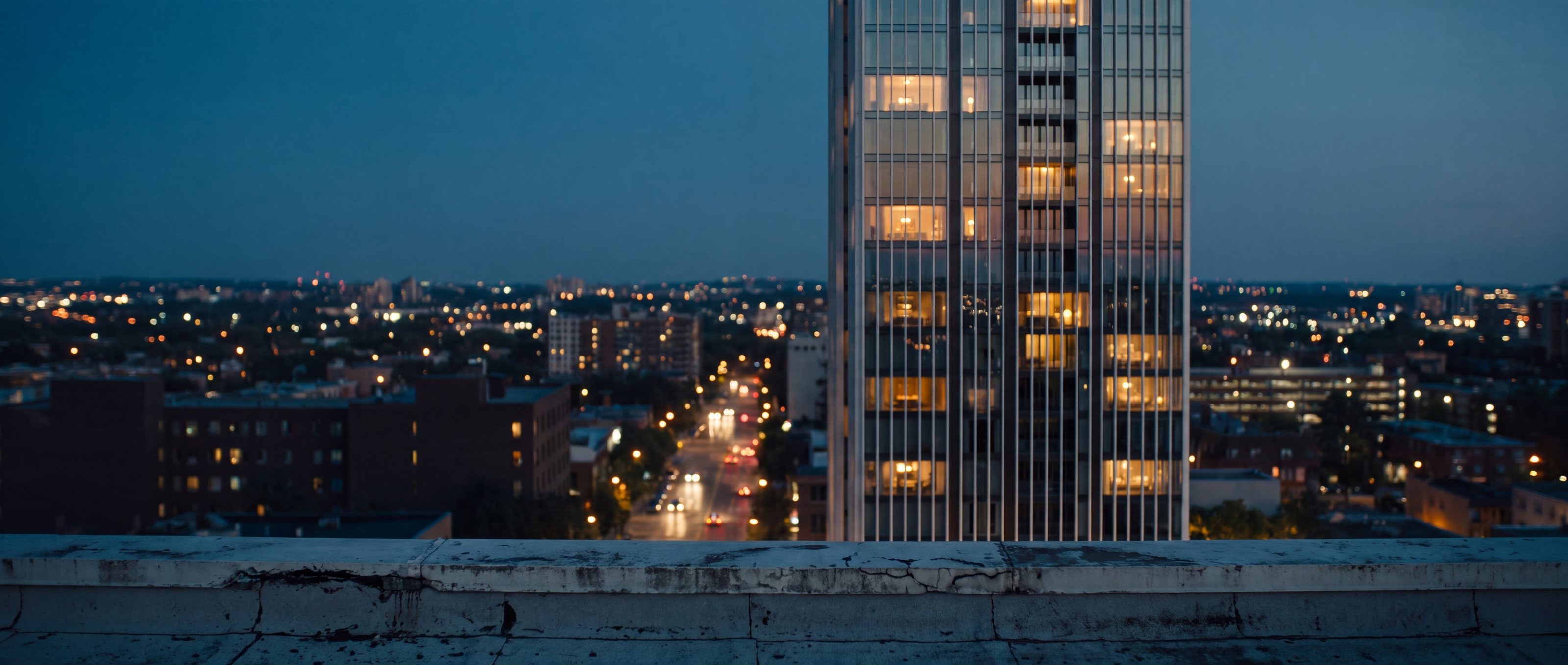 The Quiet Tower dusk residential high-rise